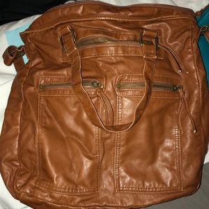 mossimo supply co. brown leather tote bag